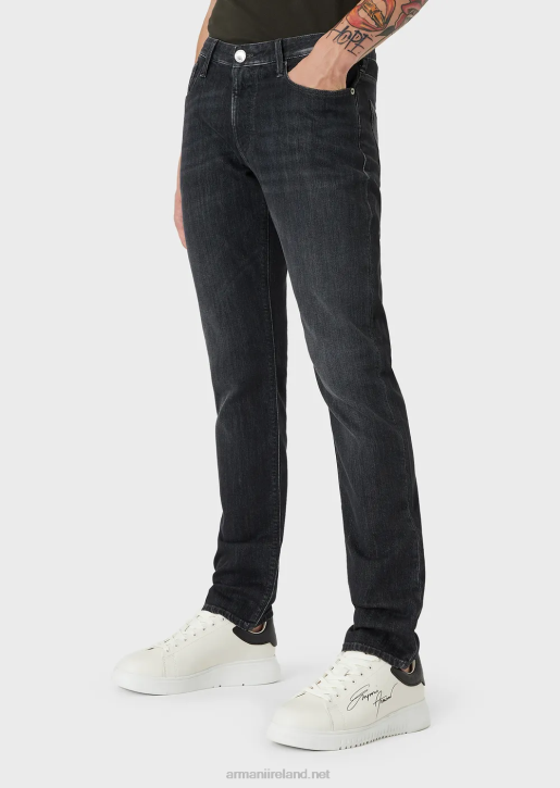Men 086V1181 J06 Slim-Fit, Twill-Melange Jeans In Comfort Denim Armani Black