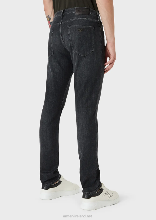 Men 086V1181 J06 Slim-Fit, Twill-Melange Jeans In Comfort Denim Armani Black
