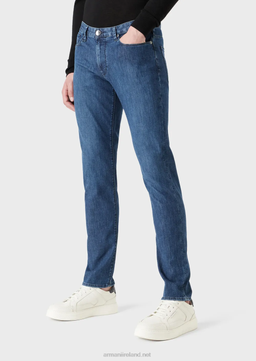 Men 086V1182 J06 Slim-Fit, Twill-Melange Jeans In Comfort Denim Armani Denim