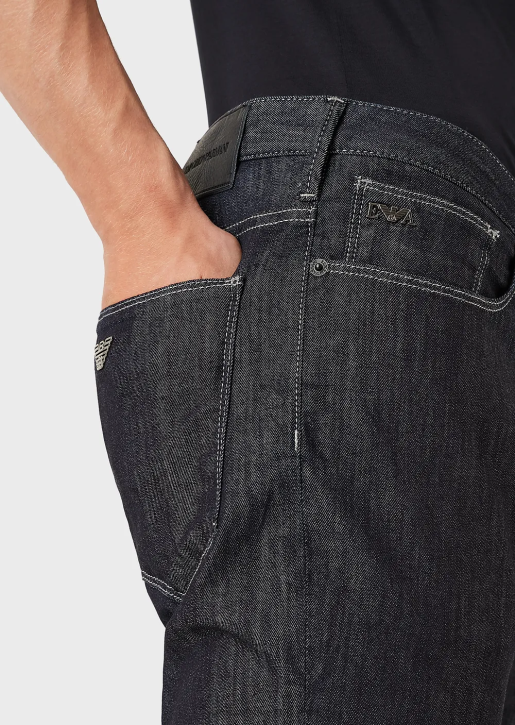 Men 086V1183 J06 Slim-Fit, Twill-Melange Jeans In Comfort Denim Armani Navy Blue