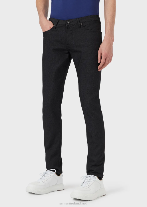 Men 086V1186 Slim-Fit J06 Trousers In Textured, Yarn-Dyed Fabric Armani