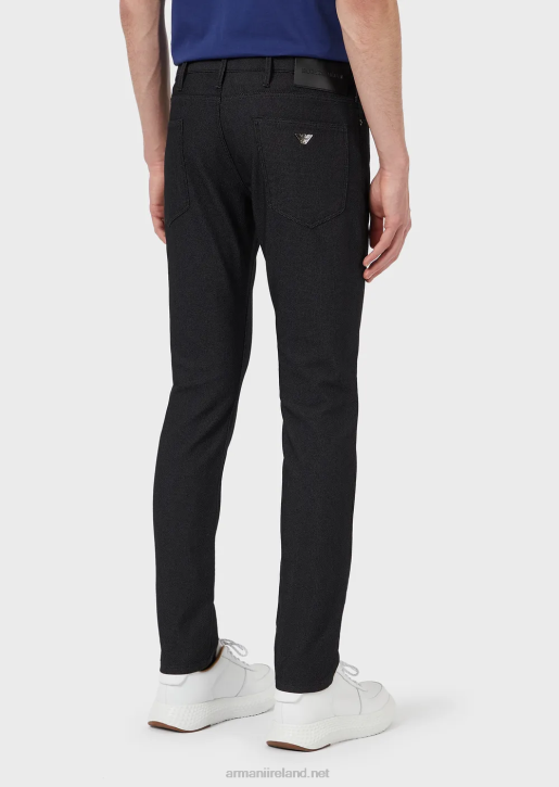 Men 086V1186 Slim-Fit J06 Trousers In Textured, Yarn-Dyed Fabric Armani