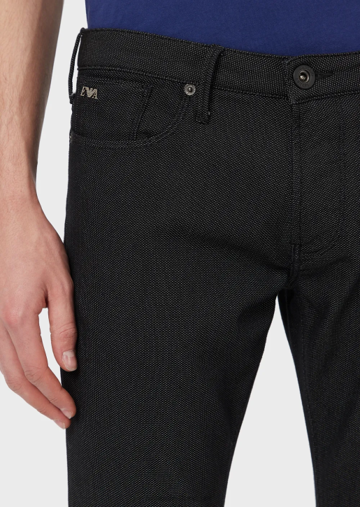 Men 086V1186 Slim-Fit J06 Trousers In Textured, Yarn-Dyed Fabric Armani