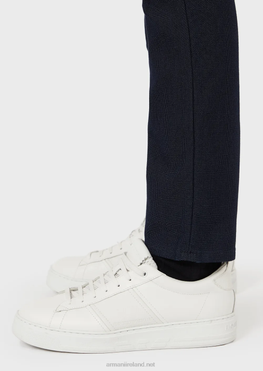 Men 086V1187 Slim-Fit J06 Trousers In Textured, Yarn-Dyed Fabric Armani Midnight Blue