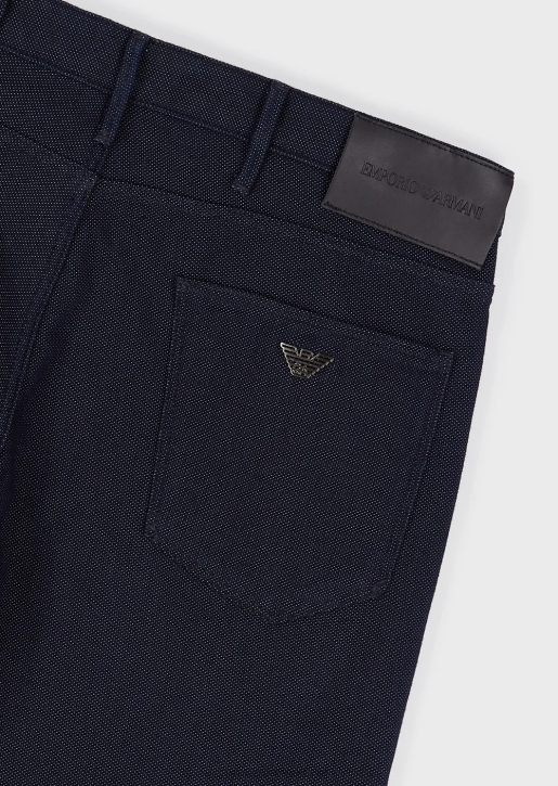 Men 086V1187 Slim-Fit J06 Trousers In Textured, Yarn-Dyed Fabric Armani Midnight Blue