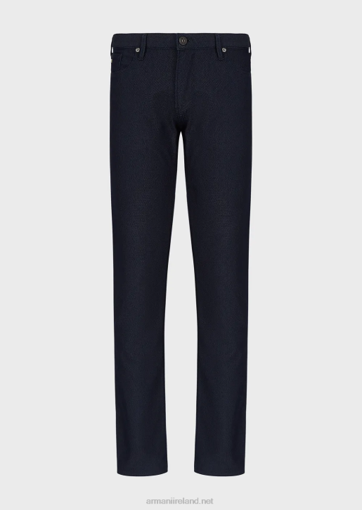 Men 086V1189 J06 Slim-Fit, Yarn-Dyed, Cotton-Blend Trousers Armani Blue