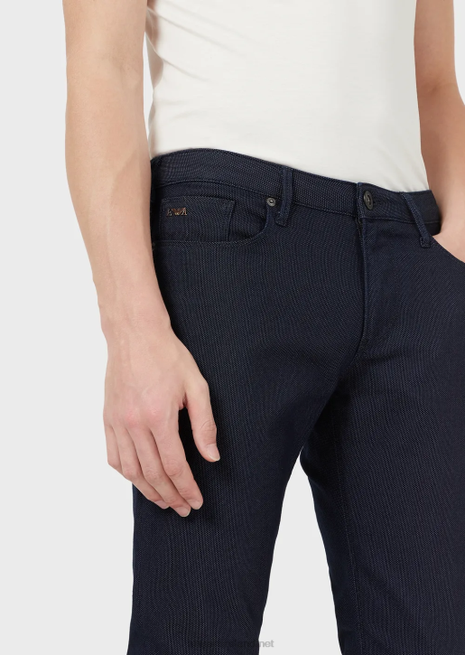 Men 086V1189 J06 Slim-Fit, Yarn-Dyed, Cotton-Blend Trousers Armani Blue