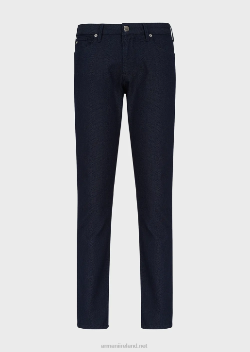 Men 086V1190 J06 Slim-Fit, Cotton-Blend, Armure Trousers Armani Navy Blue