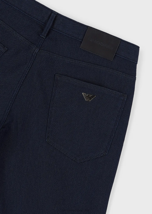 Men 086V1190 J06 Slim-Fit, Cotton-Blend, Armure Trousers Armani Navy Blue