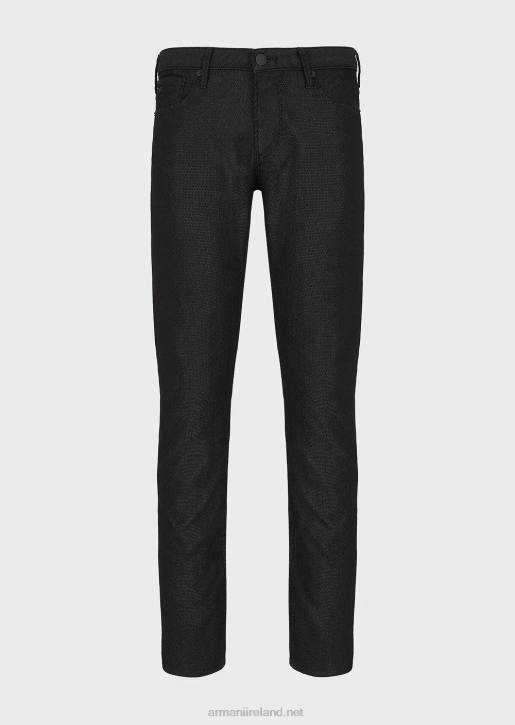 Men 086V1191 J06 Slim-Fit, Cotton-Blend, Armure Trousers Armani Black