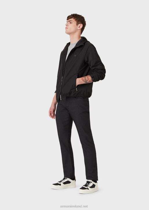 Men 086V1191 J06 Slim-Fit, Cotton-Blend, Armure Trousers Armani Black