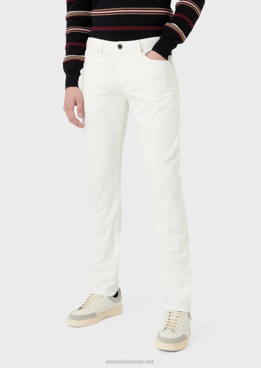 Men 086V1193 J06 Slim-Fit Stretch Twill Jeans Armani White