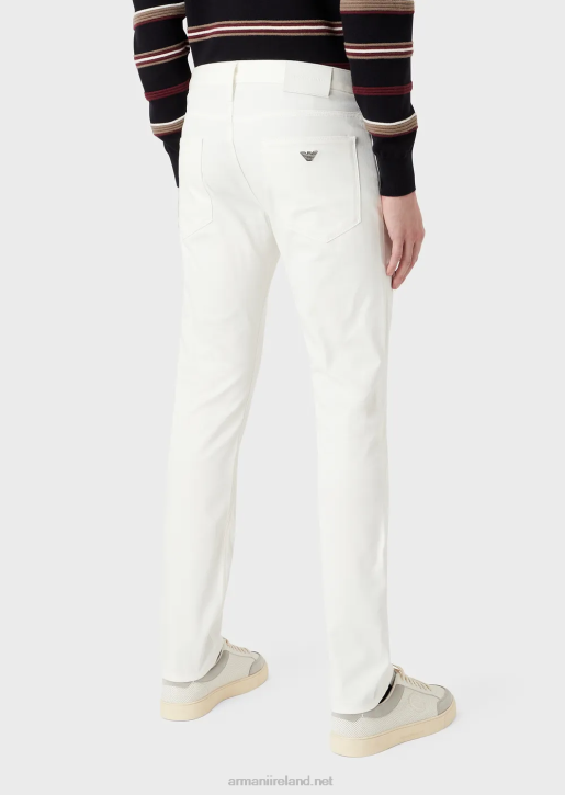 Men 086V1193 J06 Slim-Fit Stretch Twill Jeans Armani White