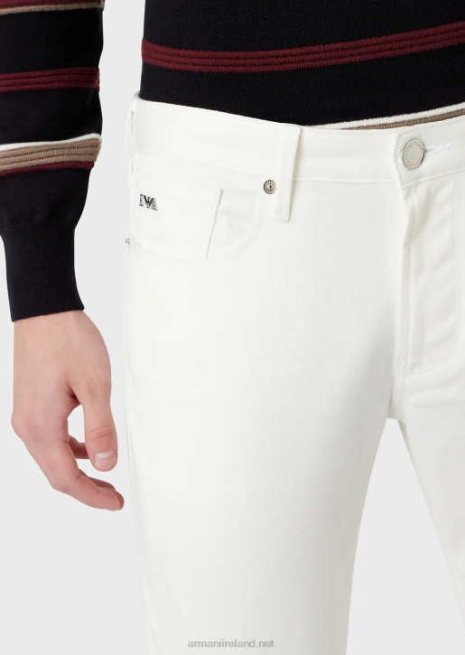 Men 086V1193 J06 Slim-Fit Stretch Twill Jeans Armani White