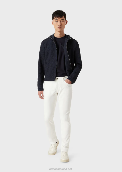 Men 086V1194 J06 Slim-Fit, Stretch-Gabardine Jeans Armani White
