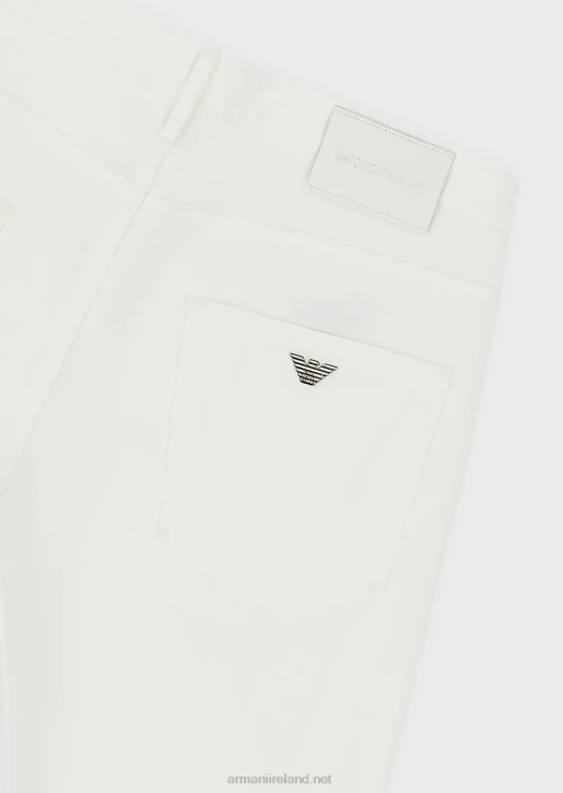 Men 086V1194 J06 Slim-Fit, Stretch-Gabardine Jeans Armani White