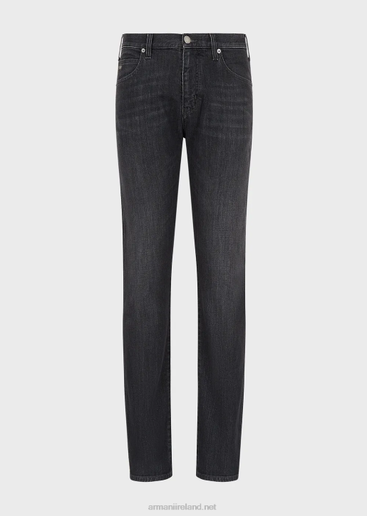 Men 086V1202 J45 Regular-Fit Jeans In Melange Twill Comfort Denim Armani Black