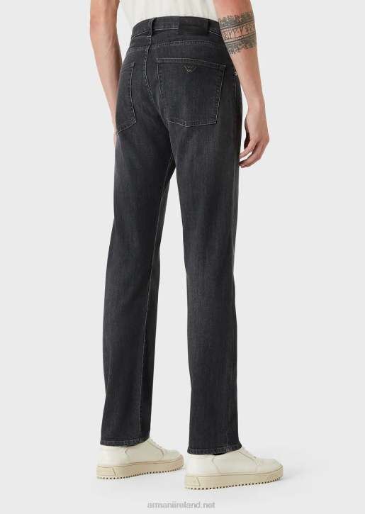 Men 086V1202 J45 Regular-Fit Jeans In Melange Twill Comfort Denim Armani Black
