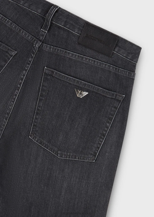 Men 086V1202 J45 Regular-Fit Jeans In Melange Twill Comfort Denim Armani Black