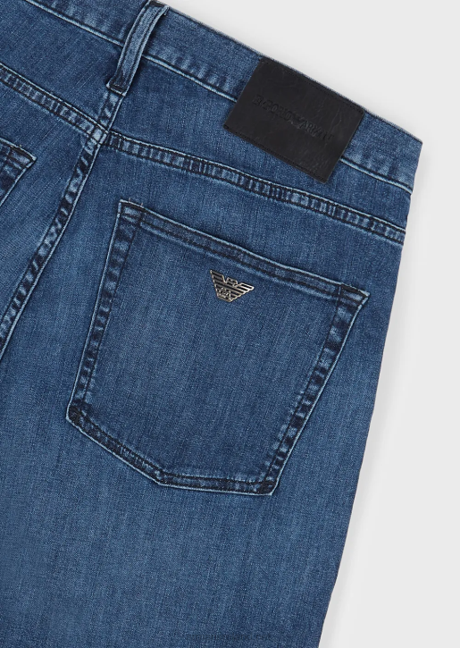 Men 086V1203 J45 Regular-Fit, Light-Wash Denim Jeans Armani Denim