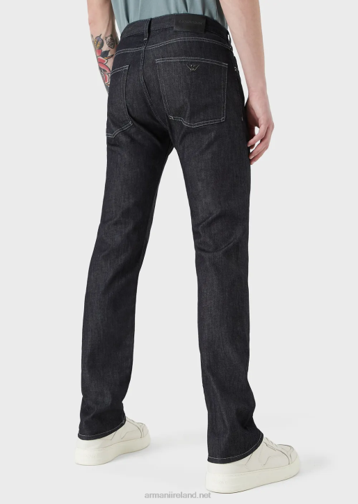 Men 086V1204 J45 Regular-Fit, Light-Wash Denim Jeans Armani Navy Blue