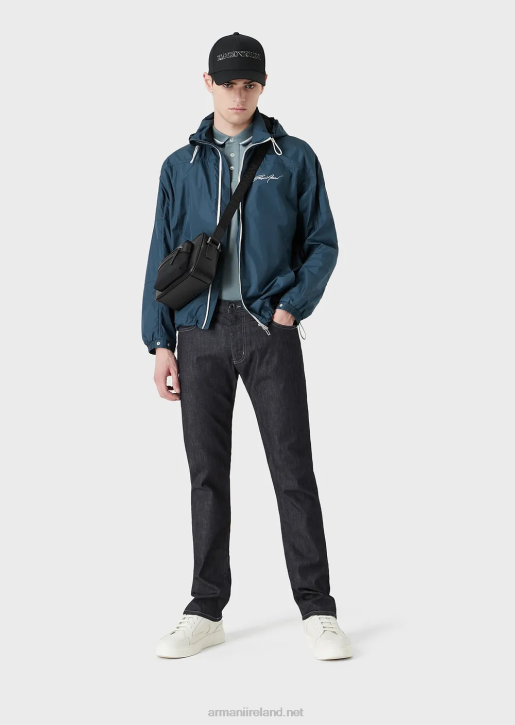Men 086V1204 J45 Regular-Fit, Light-Wash Denim Jeans Armani Navy Blue
