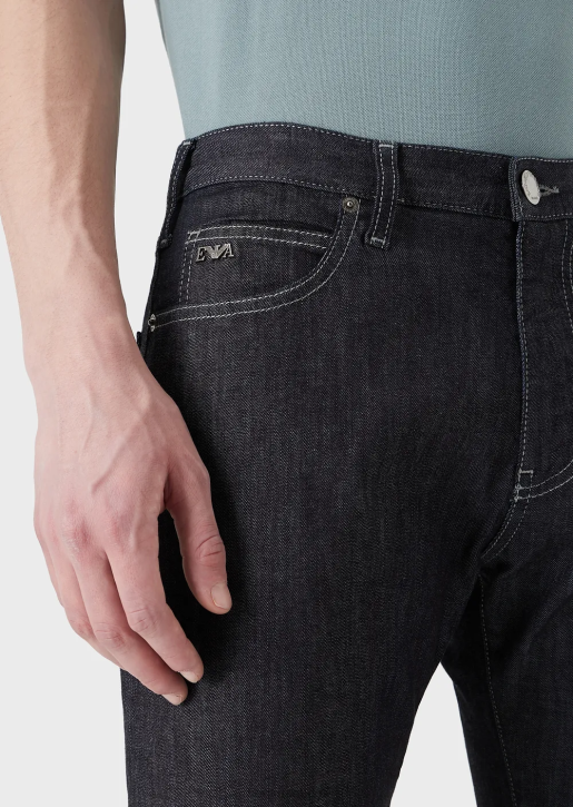 Men 086V1204 J45 Regular-Fit, Light-Wash Denim Jeans Armani Navy Blue