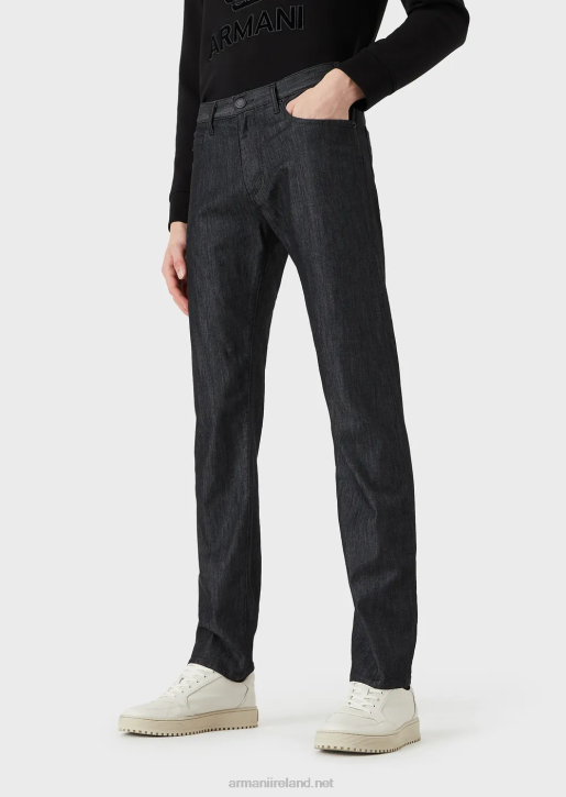 Men 086V1205 J45 Regular-Fit, Light-Wash Denim Jeans Armani Black