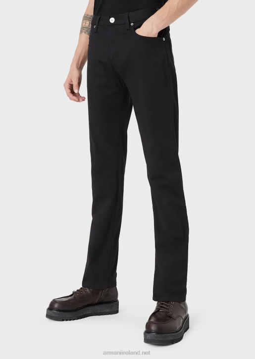 Men 086V1209 J45 Regular-Fit, Stretch-Gabardine Jeans Armani Black