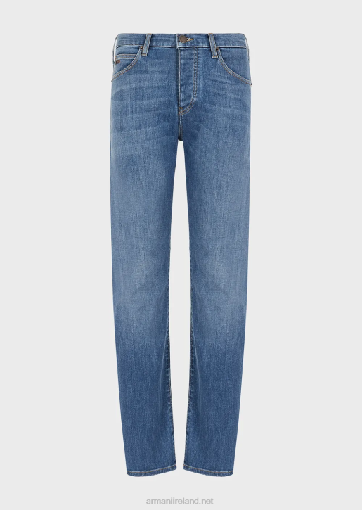 Men 086V1210 J21 Washed, Regular-Fit, Twill Comfort-Denim Jeans Armani Blue