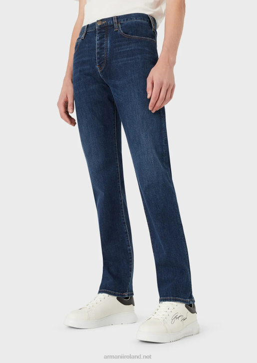 Men 086V1211 J21 Washed, Regular-Fit, Twill Comfort-Denim Jeans Armani Denim