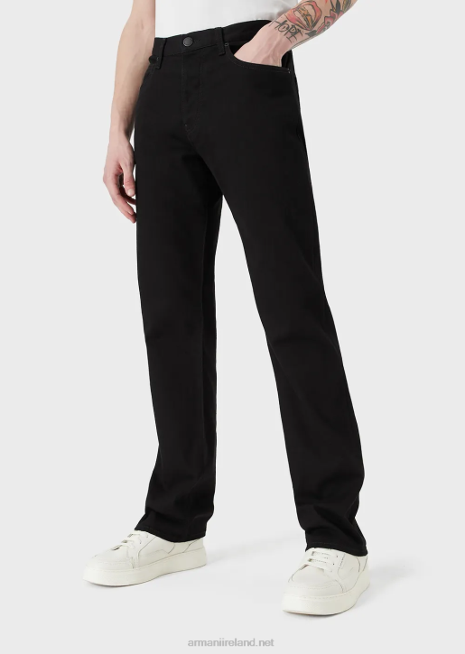 Men 086V1212 J21 Regular-Fit, Comfort-Denim Twill Jeans Armani Black