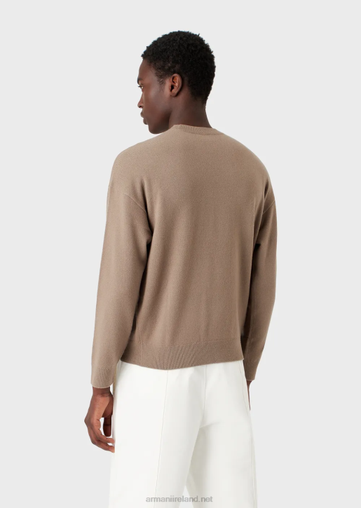 Men 086V1223 Virgin-Wool Jumper With Bold Jacquard Logo Armani Dove Grey