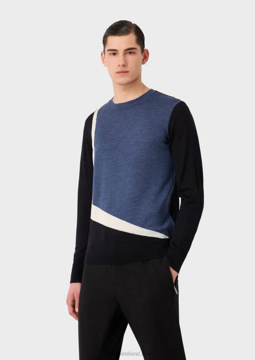 Men 086V1228 Virgin-Wool Jumper With Contrasting Intarsia Armani Pattern