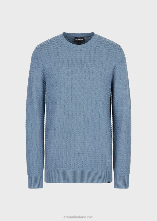 Men 086V1229 Patterned-Stitch Wool-And-Lyocell-Blend Jumper Armani Avio