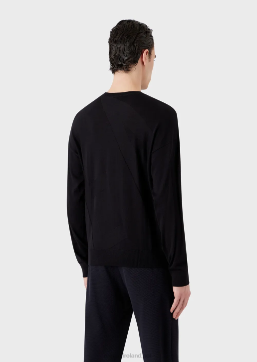 Men 086V1232 Virgin-Wool Jumper With Oversized Intarsia-Knit Logo Armani Navy Blue