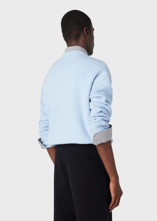 Men 086V1235 Crew-Neck Jumper In Virgin Wool Armani Azure