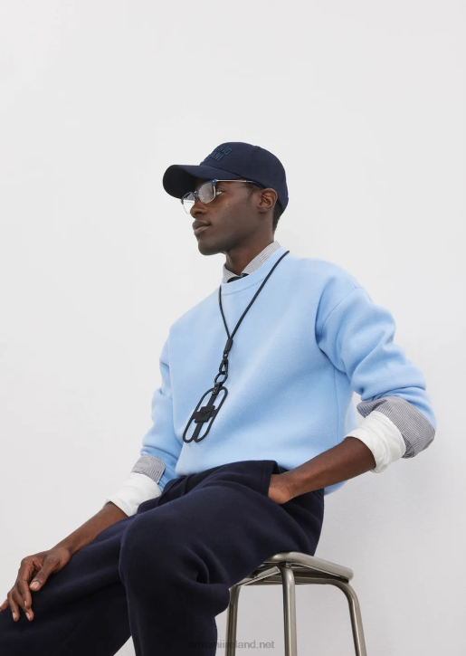 Men 086V1235 Crew-Neck Jumper In Virgin Wool Armani Azure