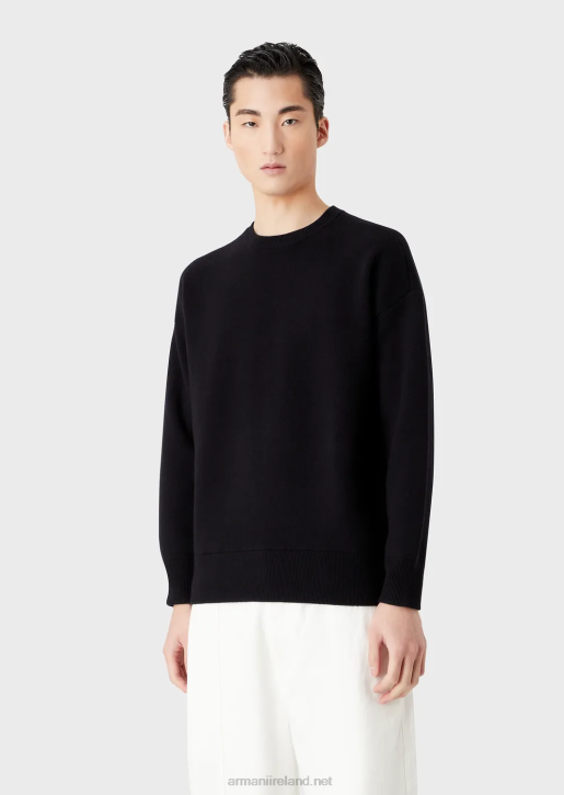 Men 086V1236 Crew-Neck Jumper In Virgin Wool Armani Navy Blue