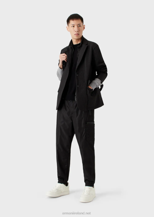 Men 086V1237 Cashmere Wool Jumper With Colour-Block Details Armani Navy Blue