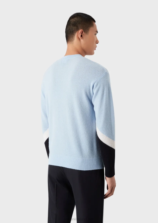 Men 086V1238 Cashmere Wool Jumper With Colour-Block Details Armani Azure