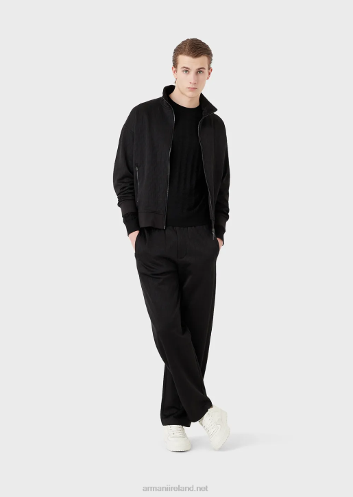 Men 086V1239 Virgin-Wool Jumper With Houndstooth Motif Armani Black
