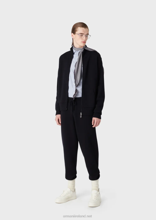 Men 086V1244 Virgin Wool Full-Zip Cardigan Armani Navy Blue