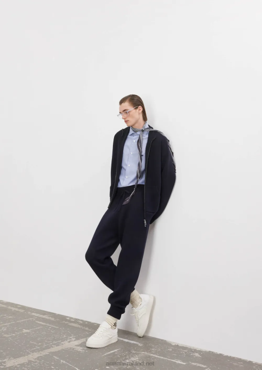 Men 086V1244 Virgin Wool Full-Zip Cardigan Armani Navy Blue