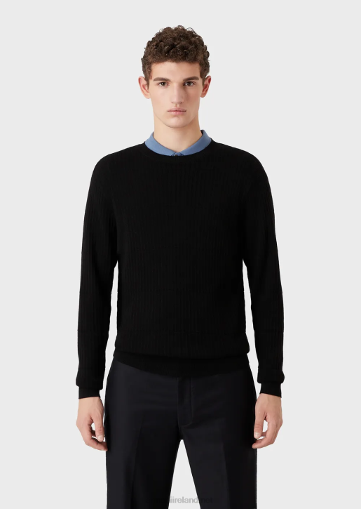 Men 086V1245 Pure Virgin-Wool Jumper With Geometric Jacquard Motif Armani Black