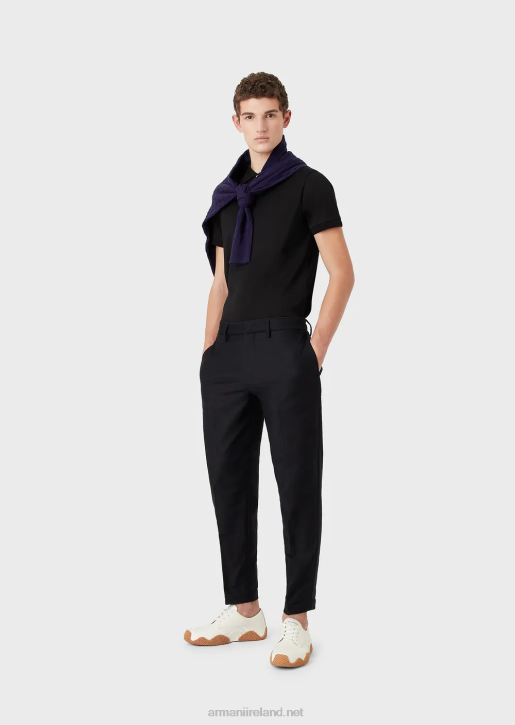 Men 086V1247 Pure Virgin-Wool Jumper With Geometric Jacquard Motif Armani BluNavy