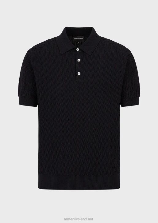 Men 086V1249 Jumper With Polo-Shirt Textured Collar With Embossed Pattern Armani