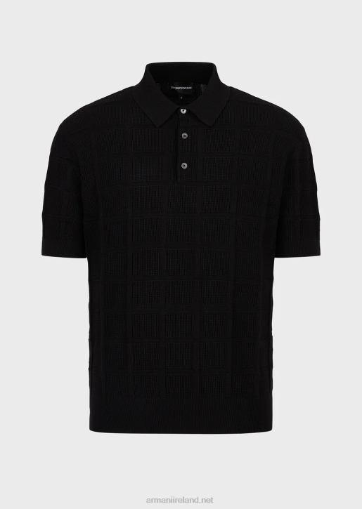 Men 086V1250 Jumper With Polo-Shirt Textured Collar With Embossed Pattern Armani