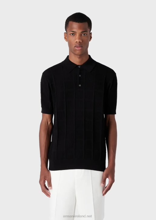 Men 086V1250 Jumper With Polo-Shirt Textured Collar With Embossed Pattern Armani
