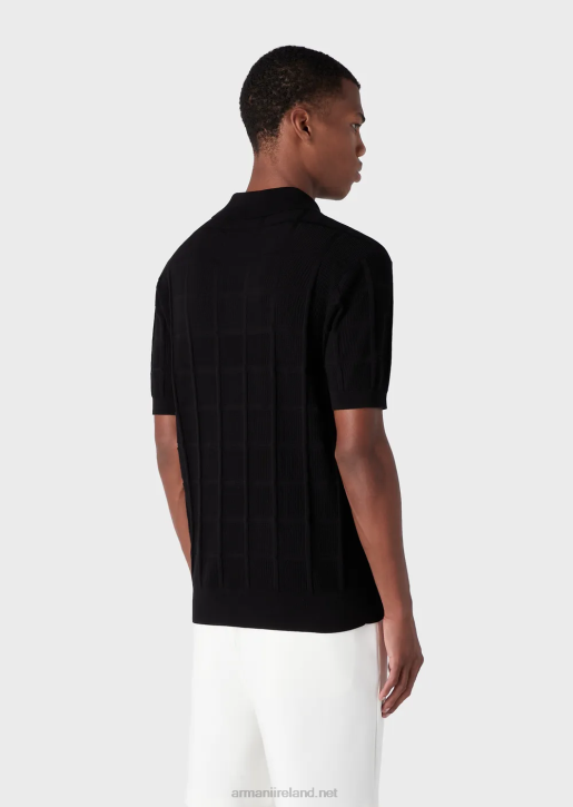 Men 086V1250 Jumper With Polo-Shirt Textured Collar With Embossed Pattern Armani